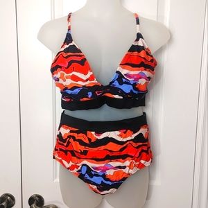 Swim icon 2 piece multi color plus size 3x NEW